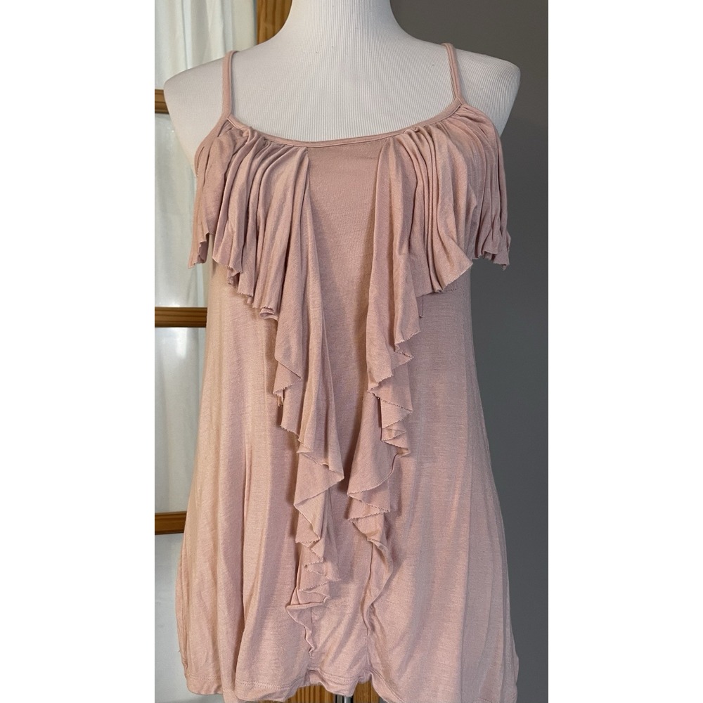 Y2K 90s Charlotte Russe Tank Top Camisole Sz S Pink Ruffles Baby Doll Romantic